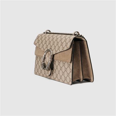 gucci mini dionysus gg supreme shoulder bag in beige taupe|Gucci dionysus black suede.